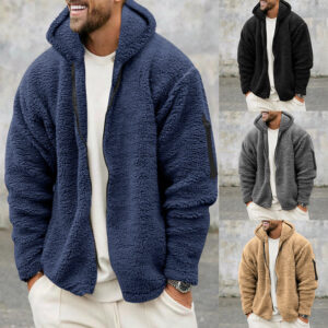 Men’s Plush Fleece Hooded Jacket