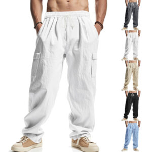 Men’s Multi-Pocket Linen Cargo Pants