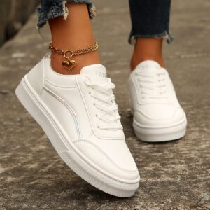 Women’s Lace-Up White Slip-On Flats